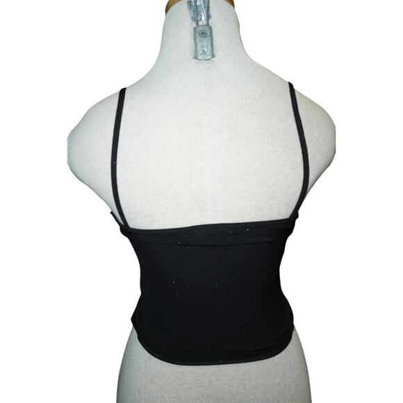 Vintage Bluetblu Y2K Ruched Glitter Cowl Neck Tank Black Spaghetti Strap  Small - Picture 5 of 11